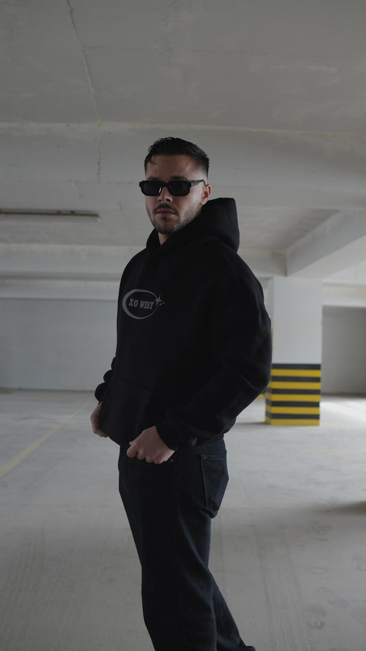 XO WEST REFLEKTÖR OVERSIZE KALIP SİYAH SWEATSHIRT