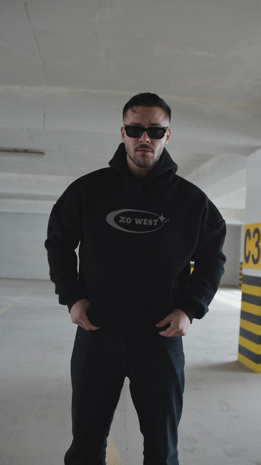 XO WEST REFLEKTÖR OVERSIZE KALIP SİYAH SWEATSHIRT